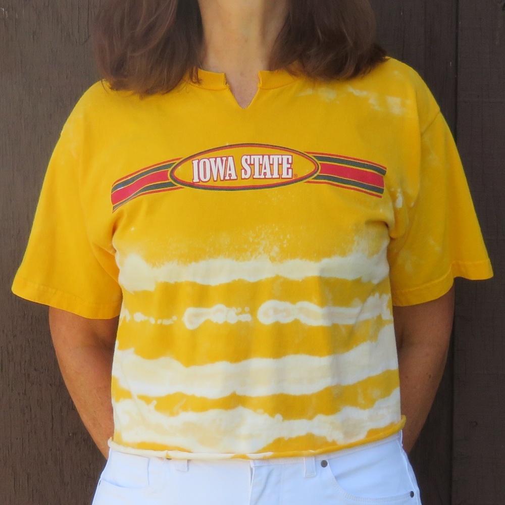 Iowa State Tie Dye Bleach Crop Top sz M